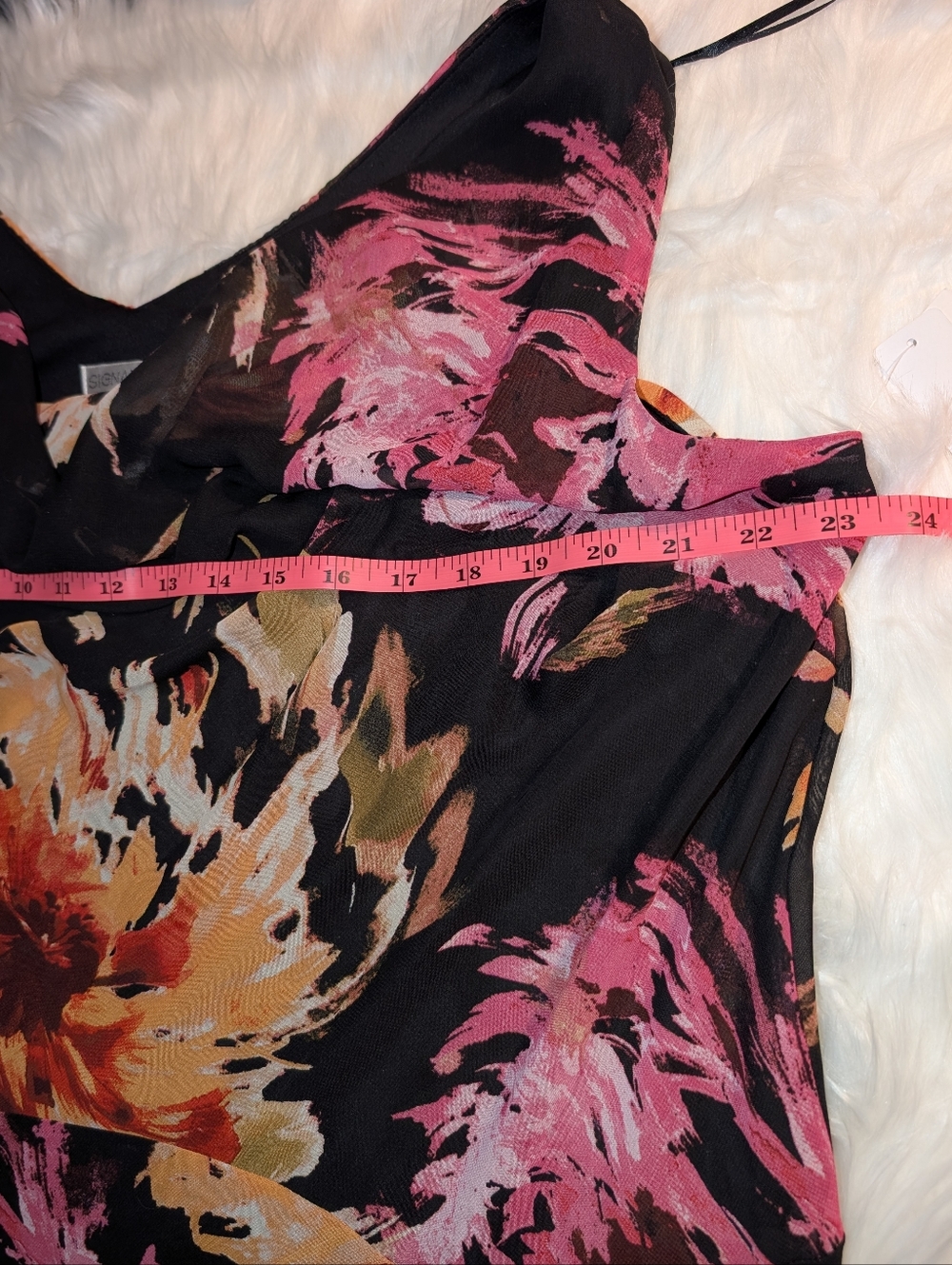 Signature by Robbie Bee Black Maxi Dress with Pink & Orange Floral - Picture 7 of 7
